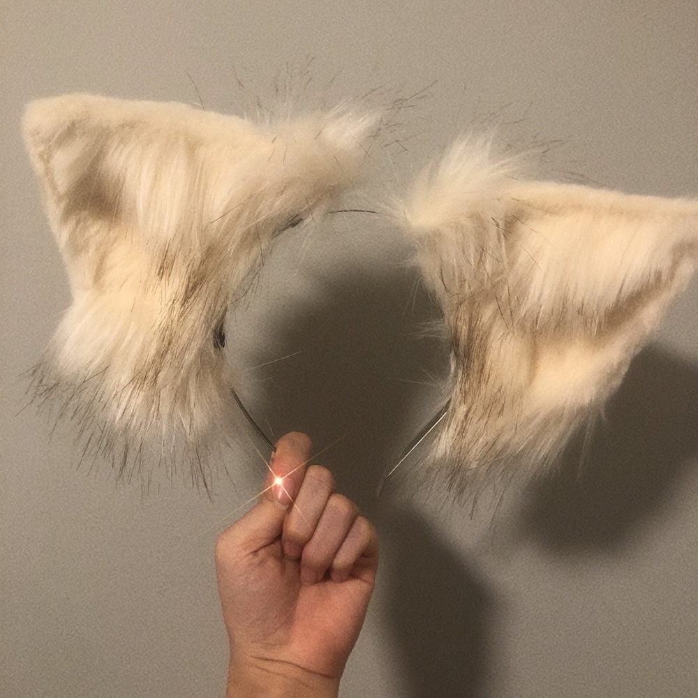 White Choco Faux Fur Fox Ears
